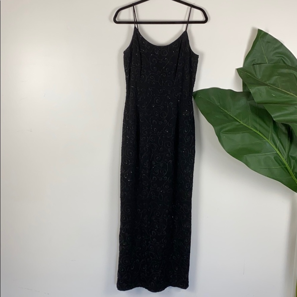 Juniors Bari Jay Black Beaded gown